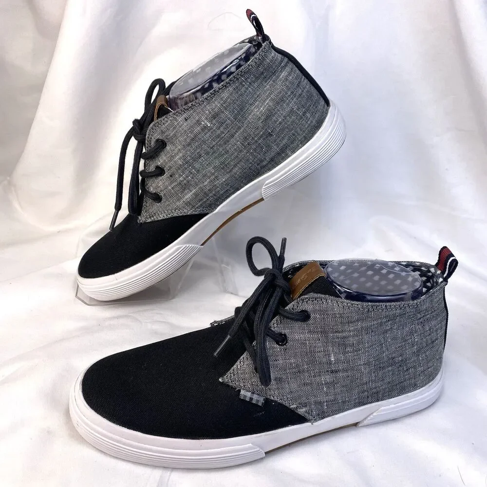 Ben Sherman The Original Men's Sz 8 Sneaker Canvas Grey/Black Colorblock 3/4 Top